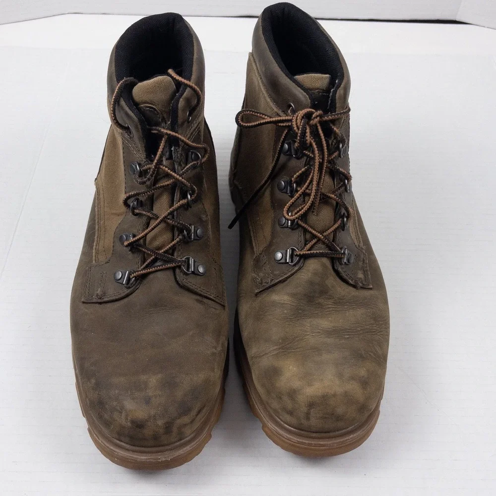 Wolverine Drummond Boot Mens 12 Brown Leather Canvas Waterproof‎ Work Utility